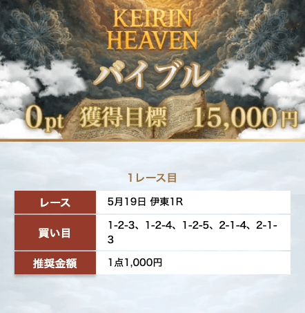 競輪ヘブンのバイブル買い目